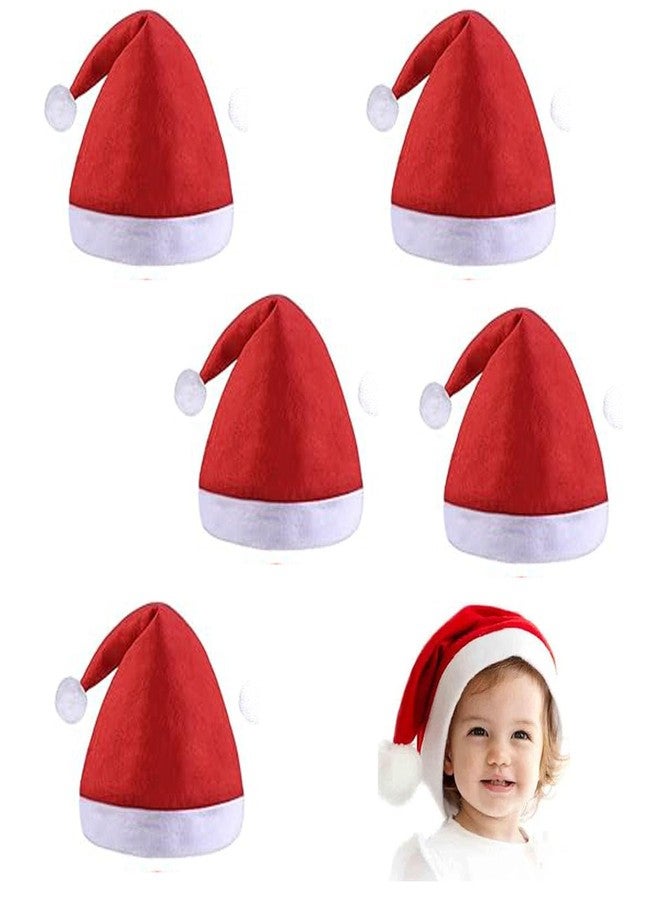 SAI PRASEEDA قبعات بابا نويل من ساي براسيدا - عبوة من 5 قطع | لون أحمر وأبيض | قبعات بابا نويل خفيفة الوزن للأطفال، والحفلات، والمدارس، وتزيين العطلات SMNCTH1 - Image 1